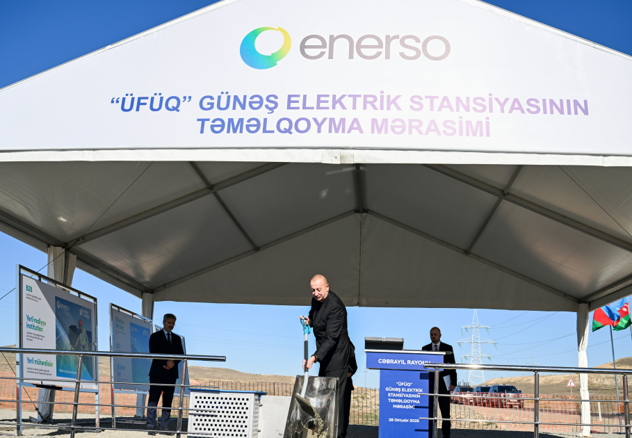 İlham Əliyev Cəbrayıl rayonunun Şahvəlli kəndində “Şəms” və “Üfüq” Günəş Elektrik stansiyalarının təməlini qoyub - Şəkil 2