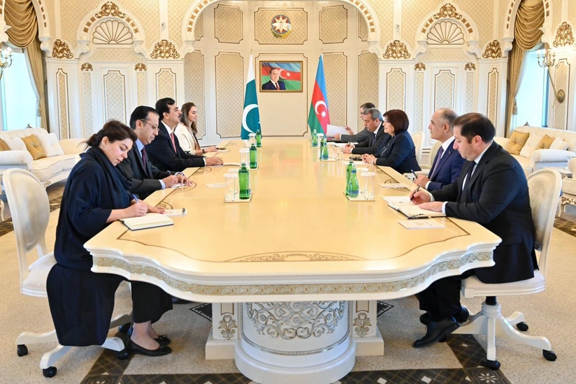Sahibə Qafarova Pakistan Senatının sədri ilə görüşüb - Fotolar - Şəkil 1