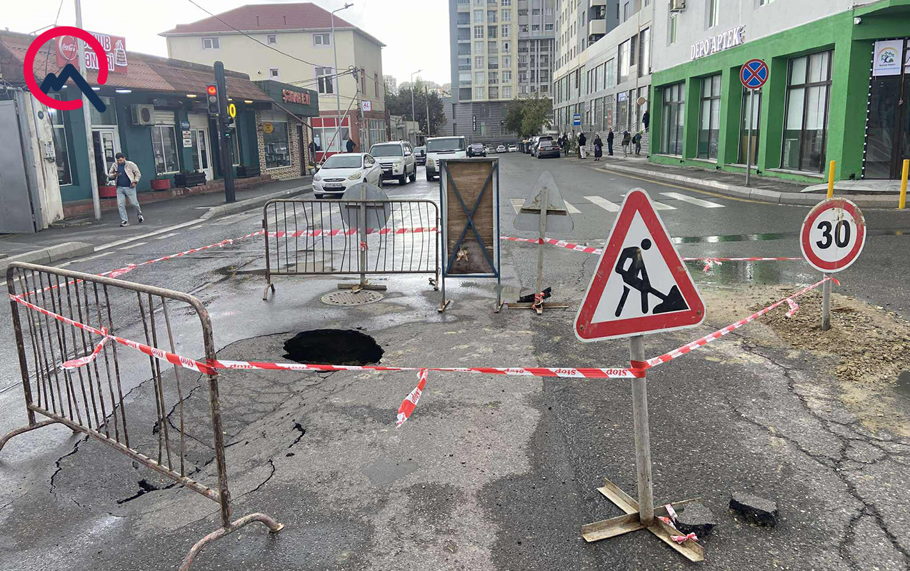 Badamdarda yolun çökmə səbəbi araşdırılır - ADSEA