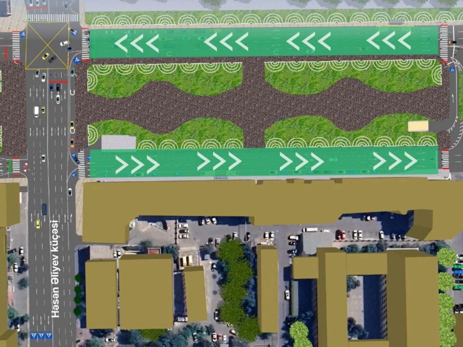 Koroğlu Rəhimov küçəsində birtərəfli, 4 zolaqlı hərəkət tətbiq olunub