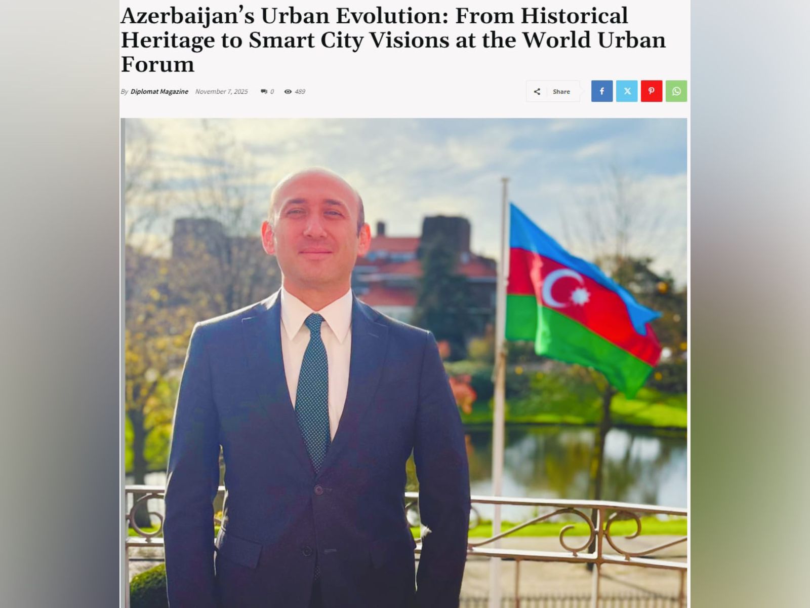 Azərbaycanın Niderlanddakı səfirinin WUF13 ilə bağlı məqaləsi dərc olunub